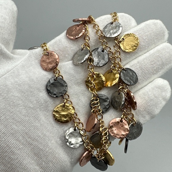 Kenneth Jay Lane kjl mixed metal coin necklace #439 - Picture 4 of 6